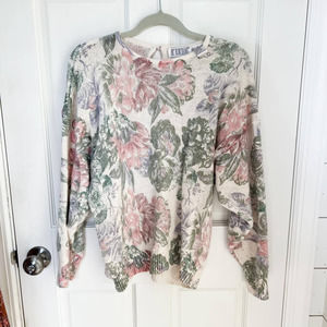 Vintage Floral Crew Neck Long Sleeve Sweater Size Medium